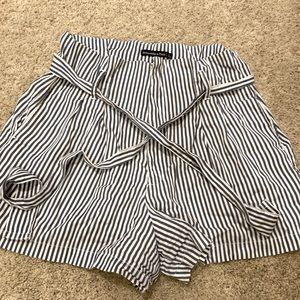 High Waisted Blue Pinstripe Shorts